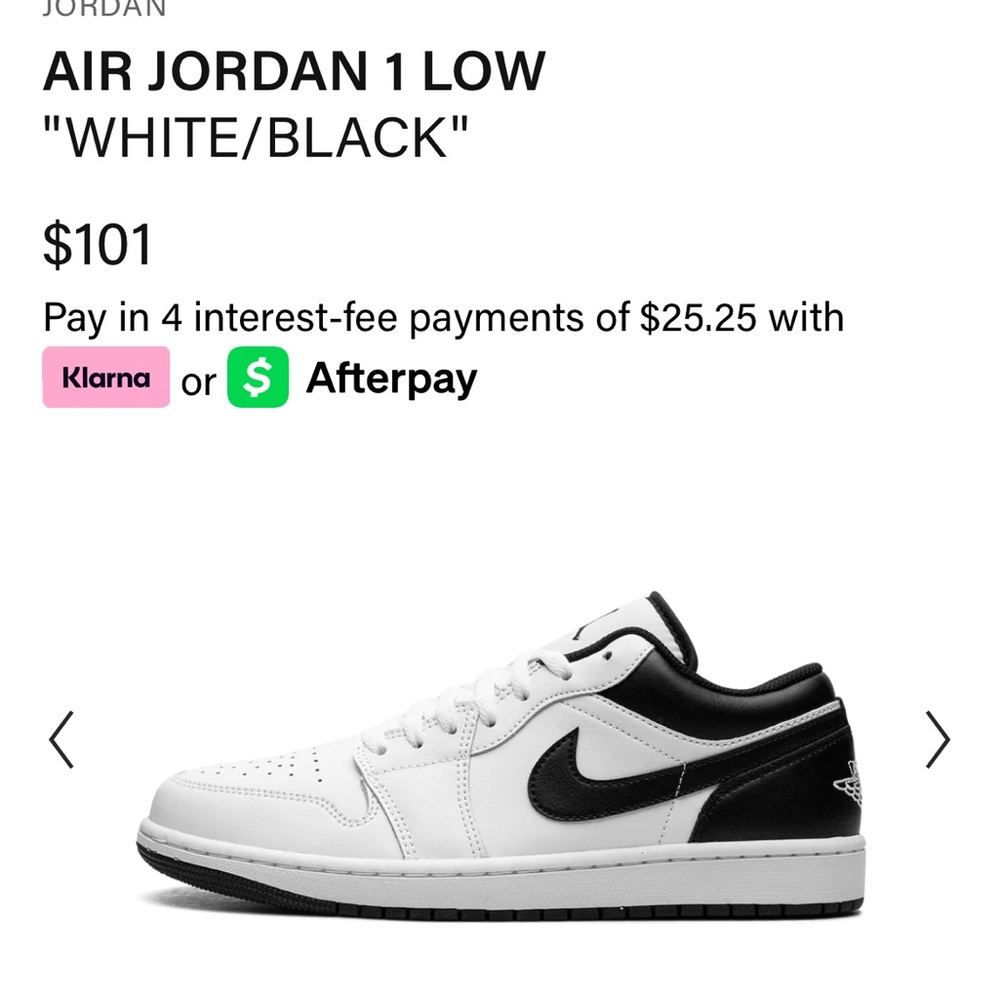 Jordan 1 Low White and Black Sneakers, Size 12 M, never worn!
